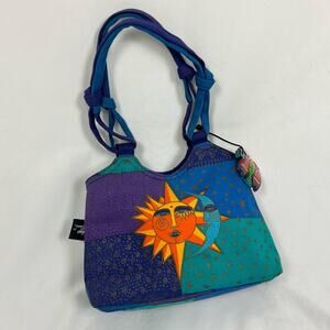 Vintage 90s Celestial Sun Moon Stars Small Canvas Purse